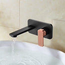 Seto Wall Basin Mixer Matt Black & Rose Gold Handle HYB66-601MB-R - Bathroom Hub