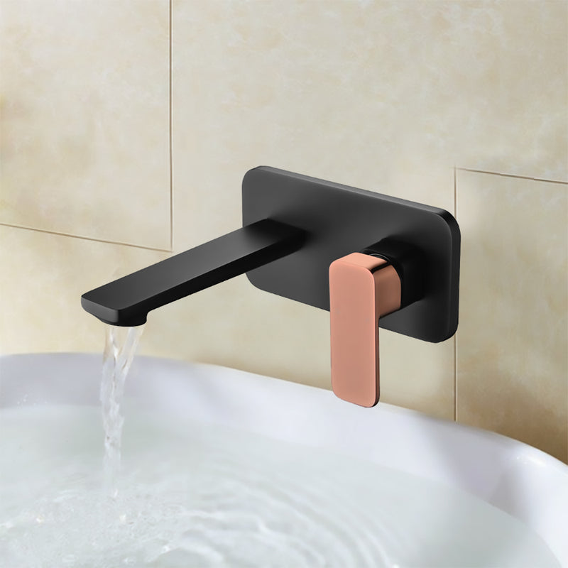 Seto Wall Basin Mixer Matt Black & Rose Gold Handle HYB66-601MB-R - Bathroom Hub