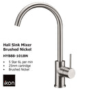 Hali Sink Mixer Brushed Nickel HYB88-101BN - Bathroom Hub