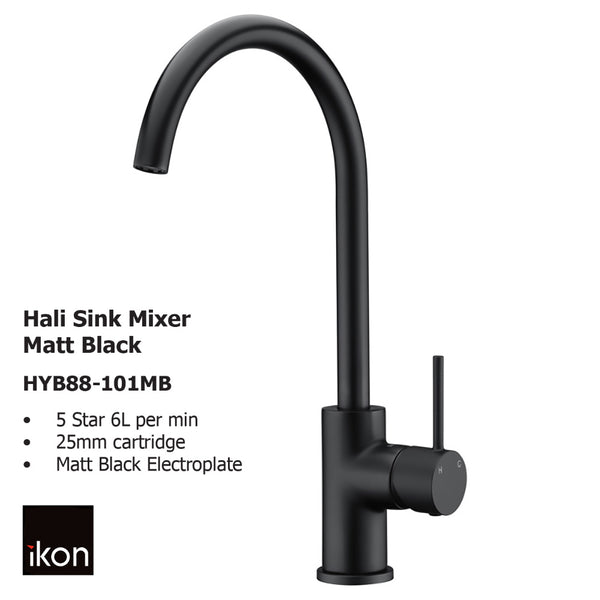 Hali Sink Mixer Matt Black HYB88-101MB - Bathroom Hub