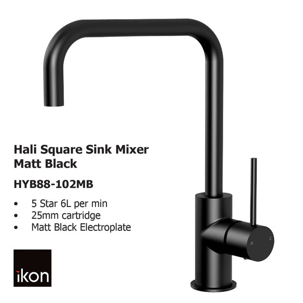 Hali Square Sink Mixer Matt Black HYB88-102MB - Bathroom Hub