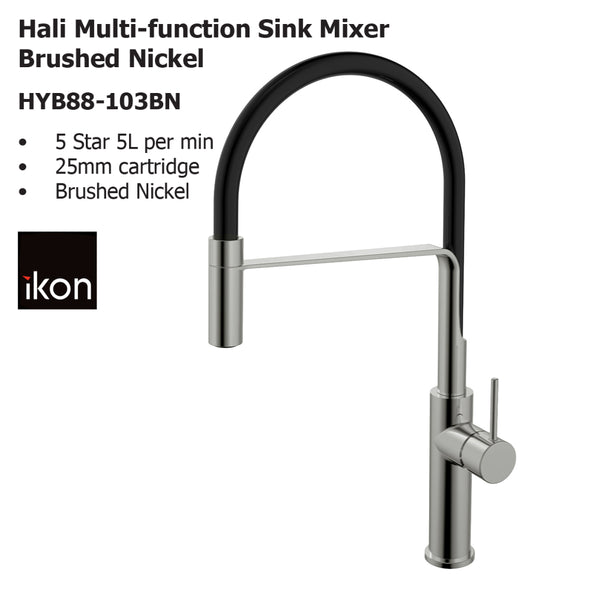 Hali Multi-function Sink Mixer Brushed Nickel HYB88-103BN - Bathroom Hub