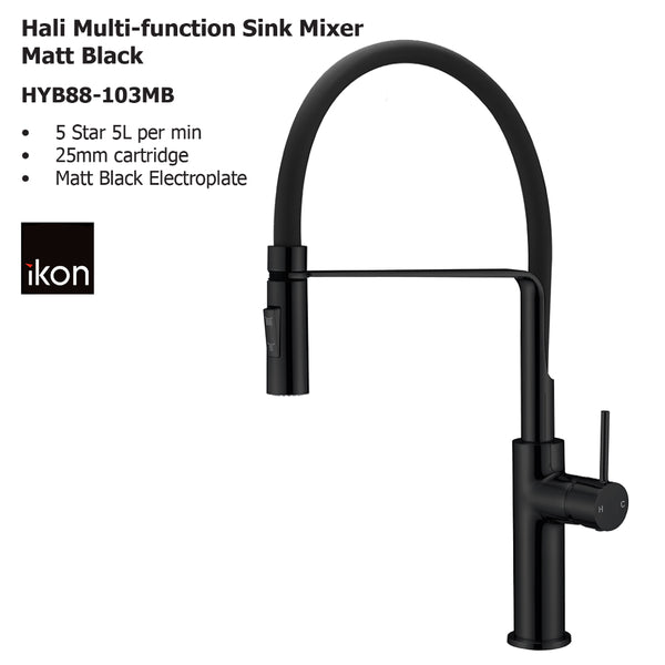 Hali Multi-function Sink Mixer Matt Black HYB88-103MB - Bathroom Hub