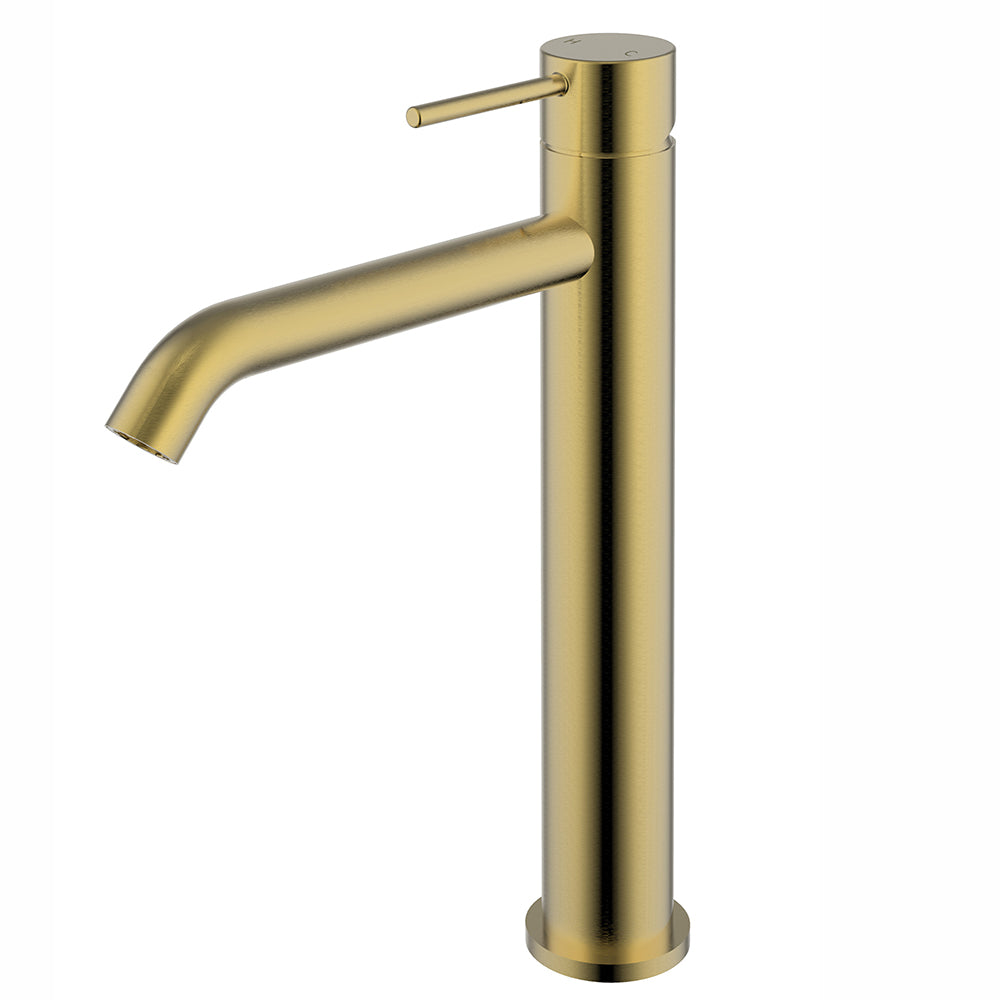 Hali High Rise Basin Mixer Brushed Gold HYB88-202BG - Bathroom Hub