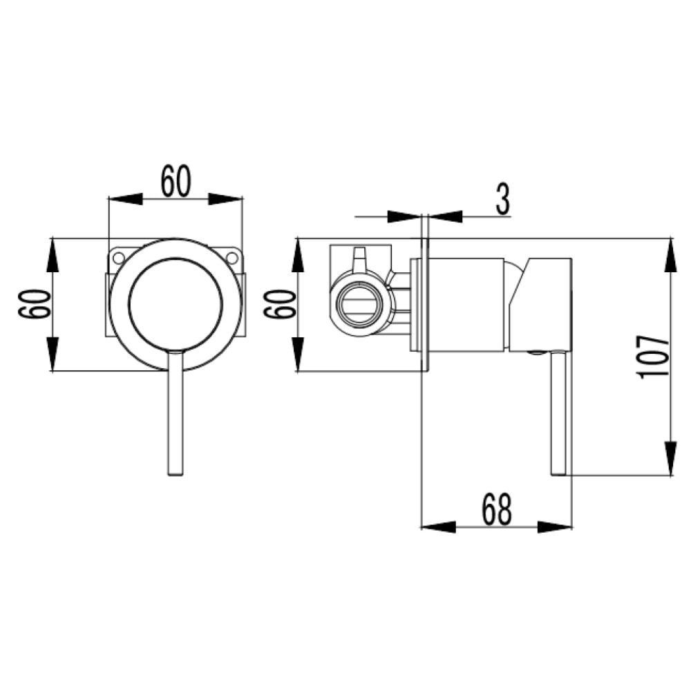 Hali Wall Mixer Brushed Gold HYB88-301BG-60mm - Bathroom Hub