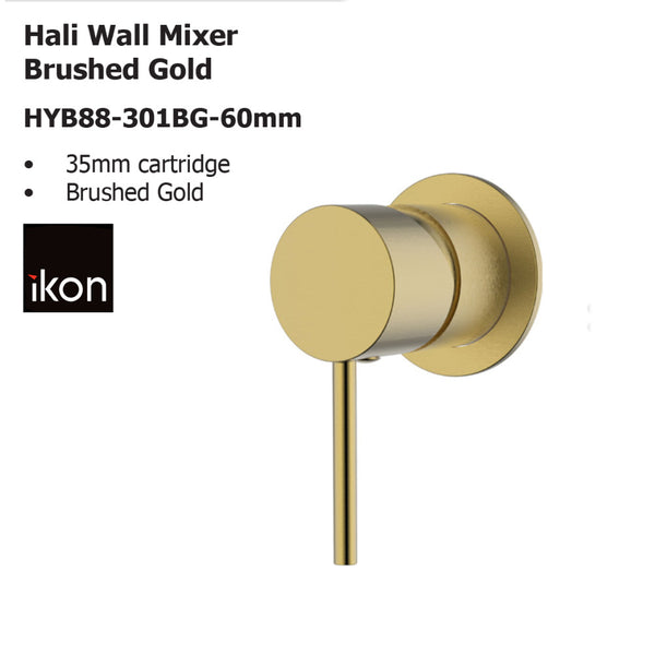 Hali Wall Mixer Brushed Gold HYB88-301BG-60mm - Bathroom Hub