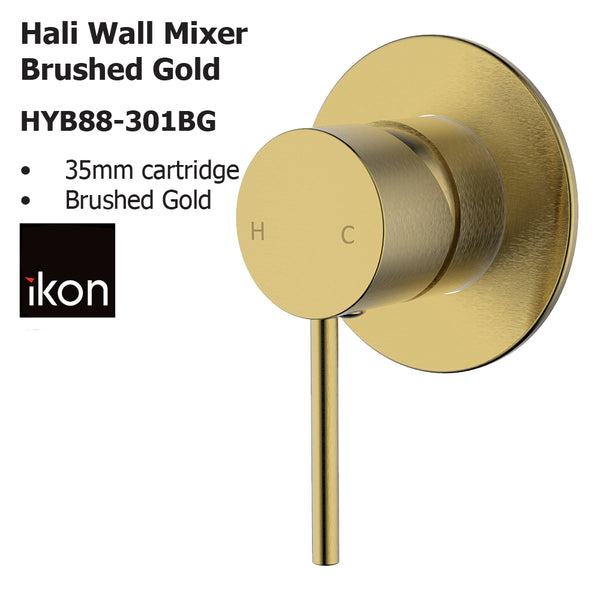 Hali Wall Mixer Brushed Gold HYB88-301BG - Bathroom Hub