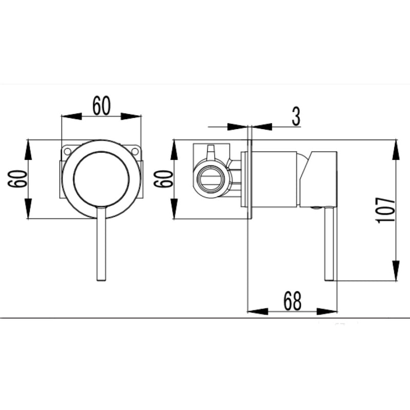 Hali Wall Mixer Matt Black HYB88-301MB-60mm - Bathroom Hub