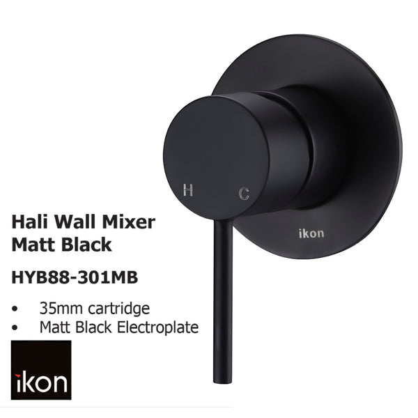 Hali Wall Mixer Matt Black HYB88-301MB - Bathroom Hub