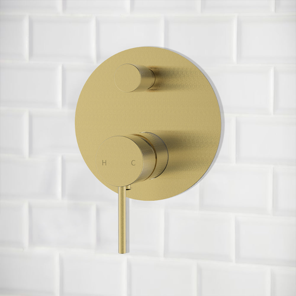 Hali Wall Mixer with Diverter Brushed Gold HYB88-501BG - Bathroom Hub