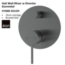 Hali Wall Mixer with Diverter Gunmetal HYB88-501GM - Bathroom Hub