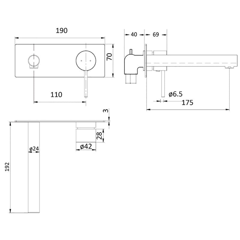 Hali Wall Basin Mixer Brushed Nickel HYB88-601BN - Bathroom Hub