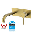 Hali Wall Basin Mixer Curved Spout Brushed Gold HYB88-602BG - Bathroom Hub