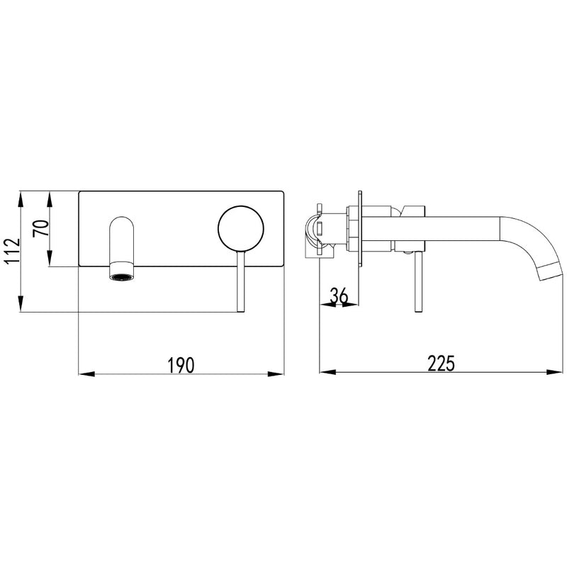 Hali Wall Basin Mixer Curved Spout Matt Black HYB88-602MB - Bathroom Hub