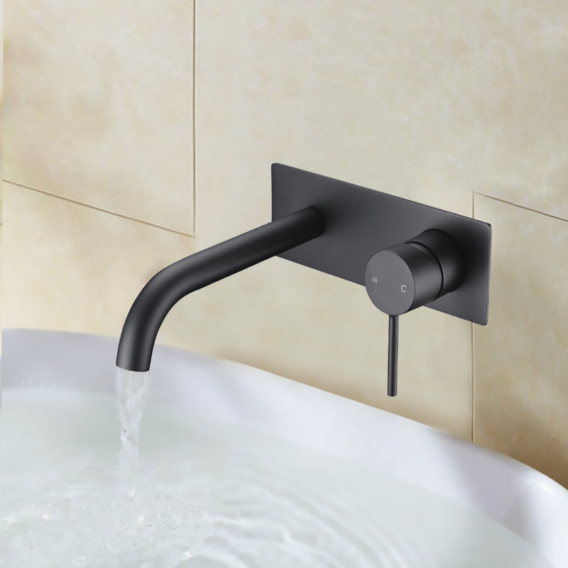 Hali Wall Basin Mixer Curved Spout Matt Black HYB88-602MB - Bathroom Hub