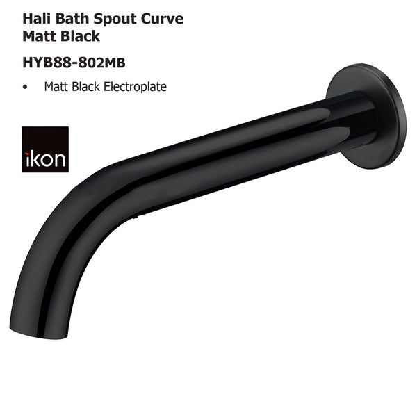 Hali Bath Spout Curve Matt Black HYB88-802MB - Bathroom Hub
