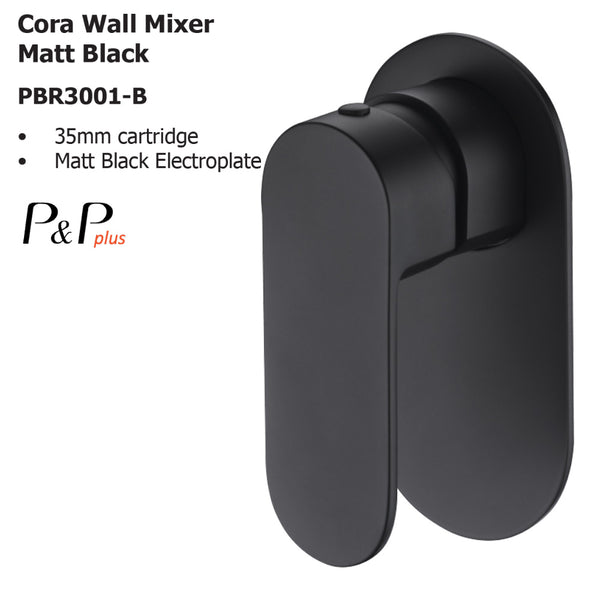 Cora Wall Mixer Matt Black PBR3001-B - Bathroom Hub