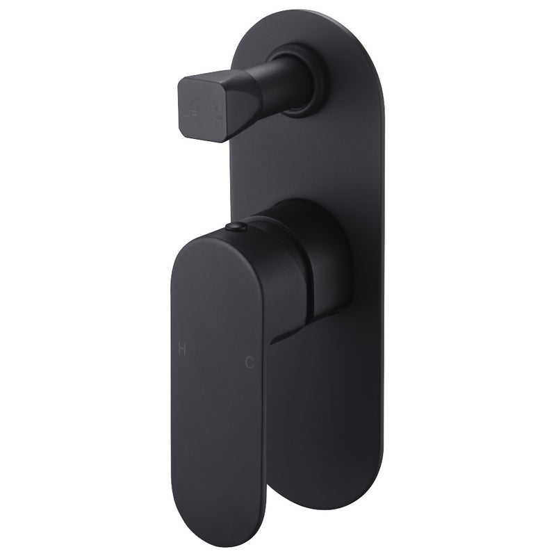 Cora Wall Mixer with Diverter Matt Black PBR3002-B - Bathroom Hub