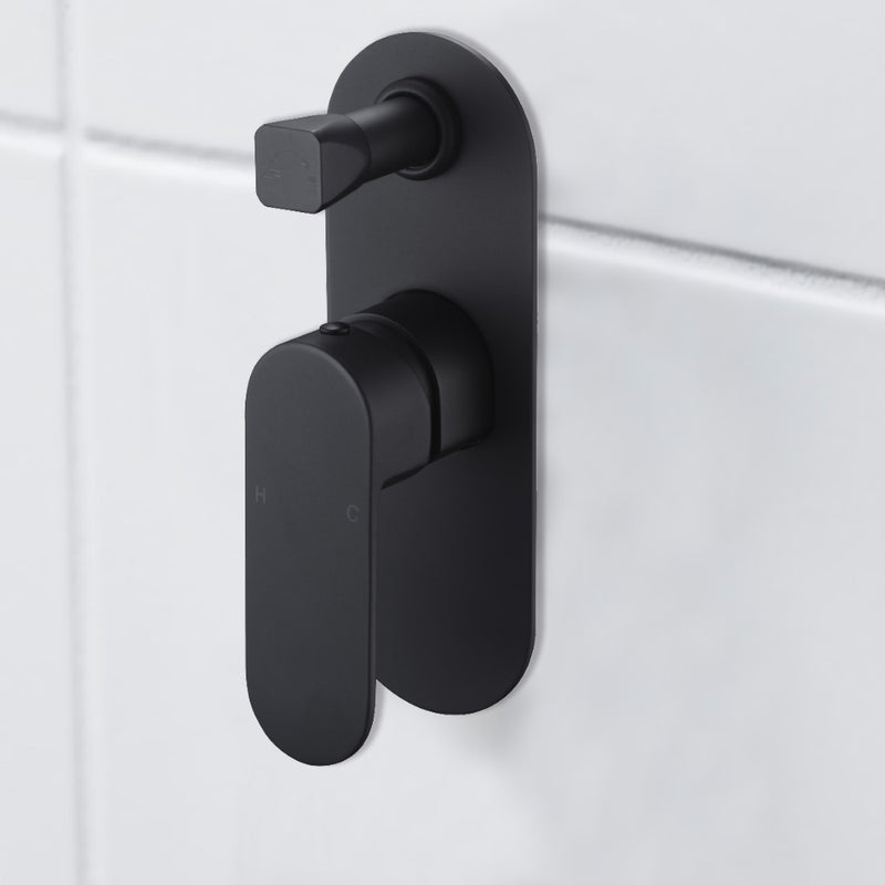 Cora Wall Mixer with Diverter Matt Black PBR3002-B - Bathroom Hub