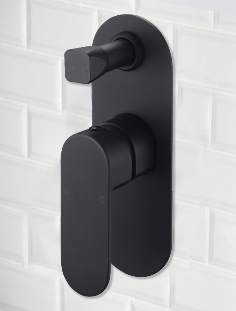 Cora Wall Mixer with Diverter Matt Black PBR3002-B - Bathroom Hub