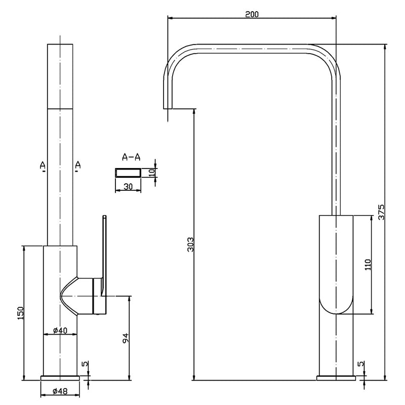 Ruki Sink Mixer Brushed Nickel PBS1001BN - Bathroom Hub