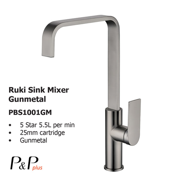 Ruki Sink Mixer Gunmetal PBS1001GM - Bathroom Hub