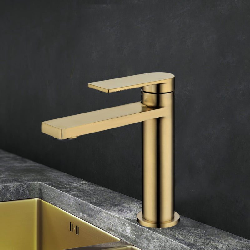 Ruki Basin Mixer Brushed Gold PBS2001BG - Bathroom Hub