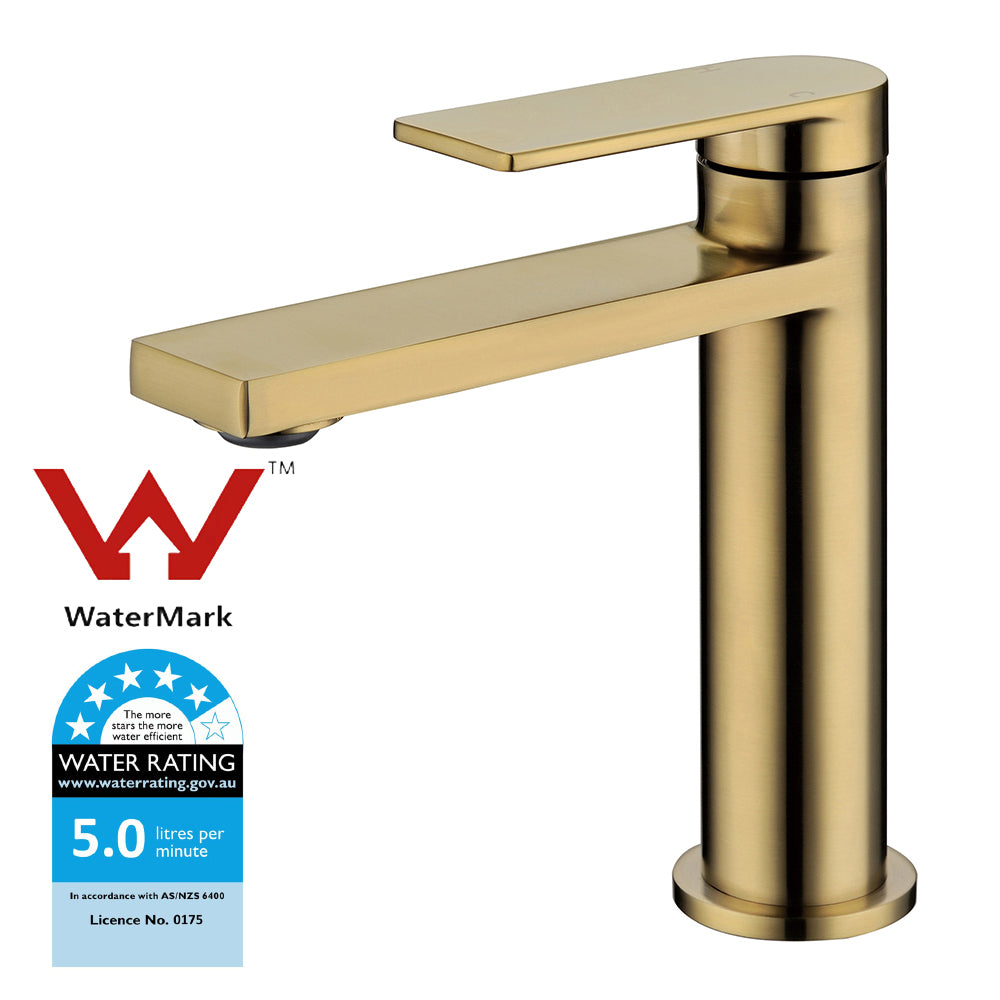 Ruki Basin Mixer Brushed Gold PBS2001LF-BG - Bathroom Hub