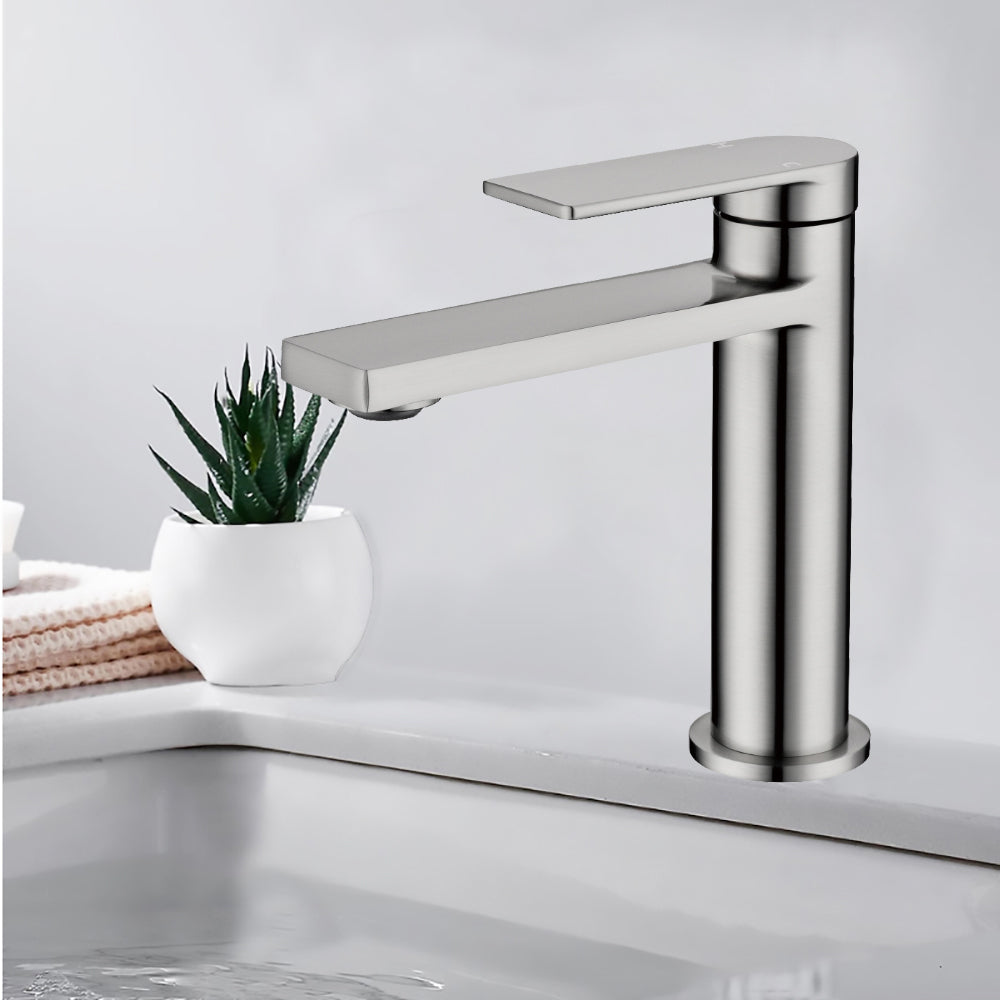 Ruki Basin Mixer Brushed Nickel PBS2001LF-BN - Bathroom Hub