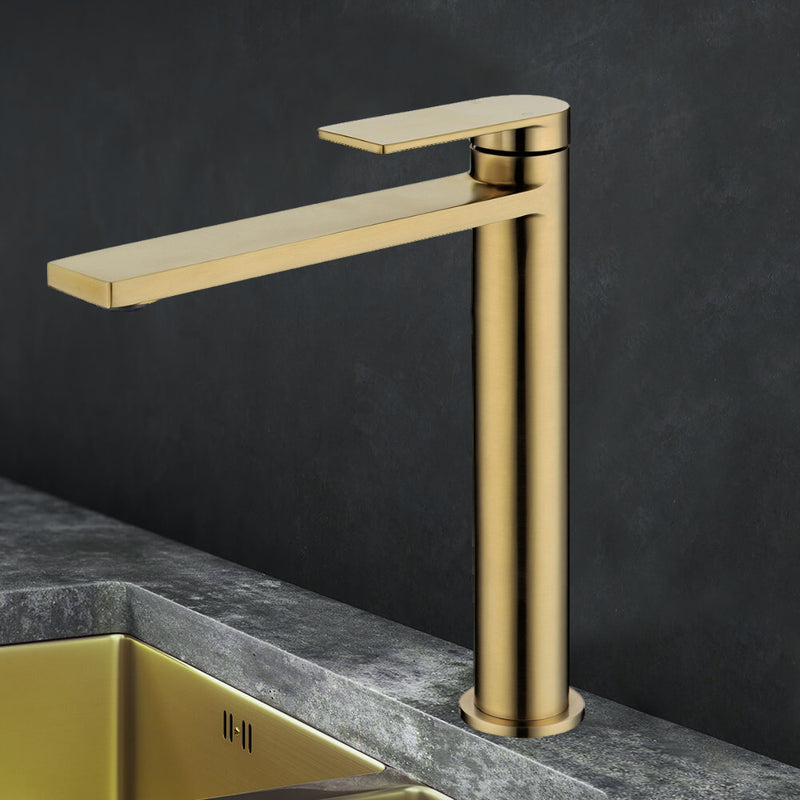 Ruki High Rise Basin Mixer Brushed Gold PBS2002LF-BG - Bathroom Hub