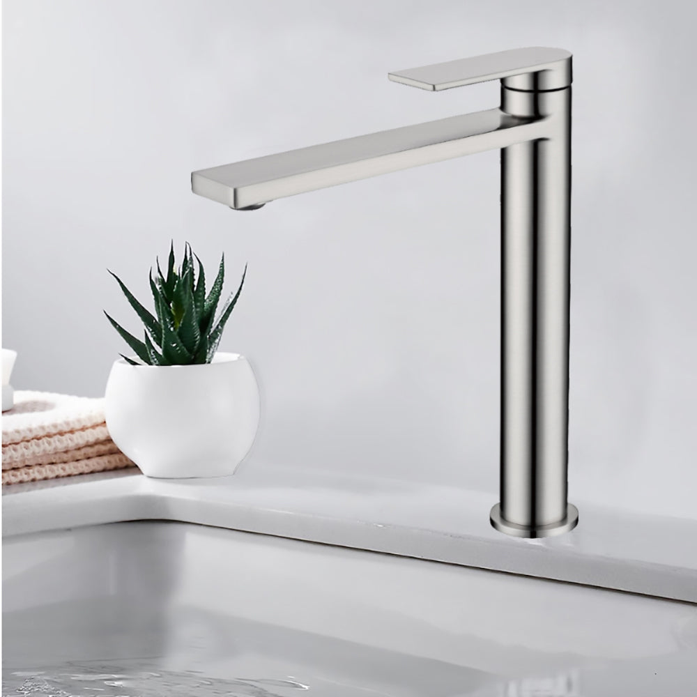 Ruki High Rise Basin Mixer Brushed Nickel PBS2002LF-BN - Bathroom Hub