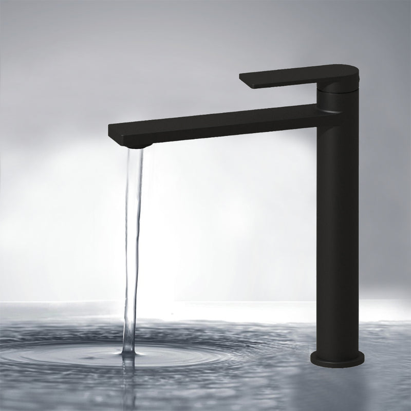 Ruki High Rise Basin Mixer Matt Black PBS2002LF-MB - Bathroom Hub
