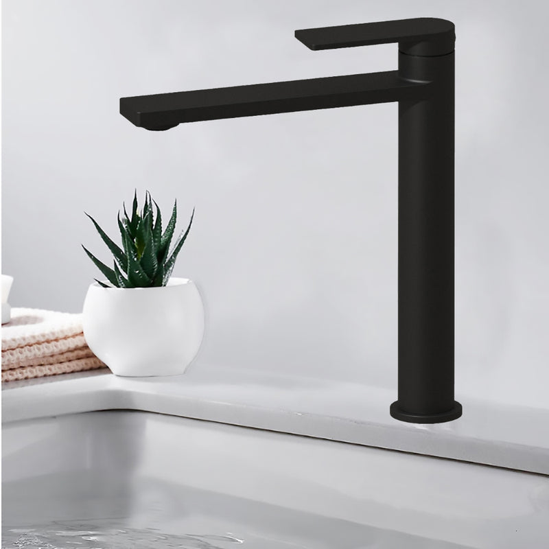 Ruki High Rise Basin Mixer Matt Black PBS2002LF-MB - Bathroom Hub