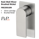 Ruki Wall Mixer Brushed Nickel PBS3001BN - Bathroom Hub