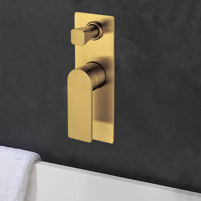 Ruki Wall Mixer with Diverter Brushed Gold PBS3002BG - Bathroom Hub