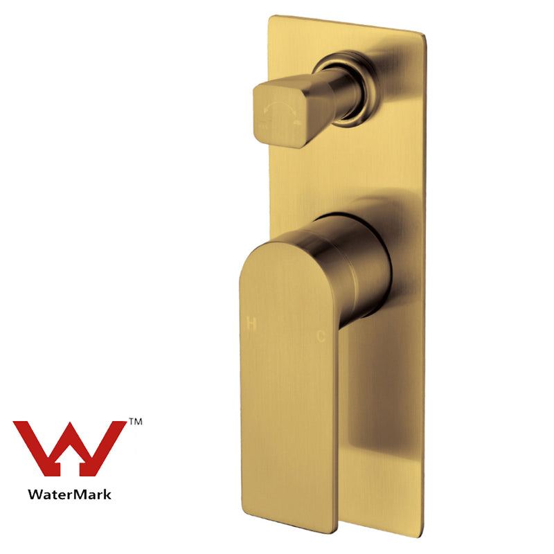 Ruki Wall Mixer with Diverter Brushed Gold PBS3002BG - Bathroom Hub