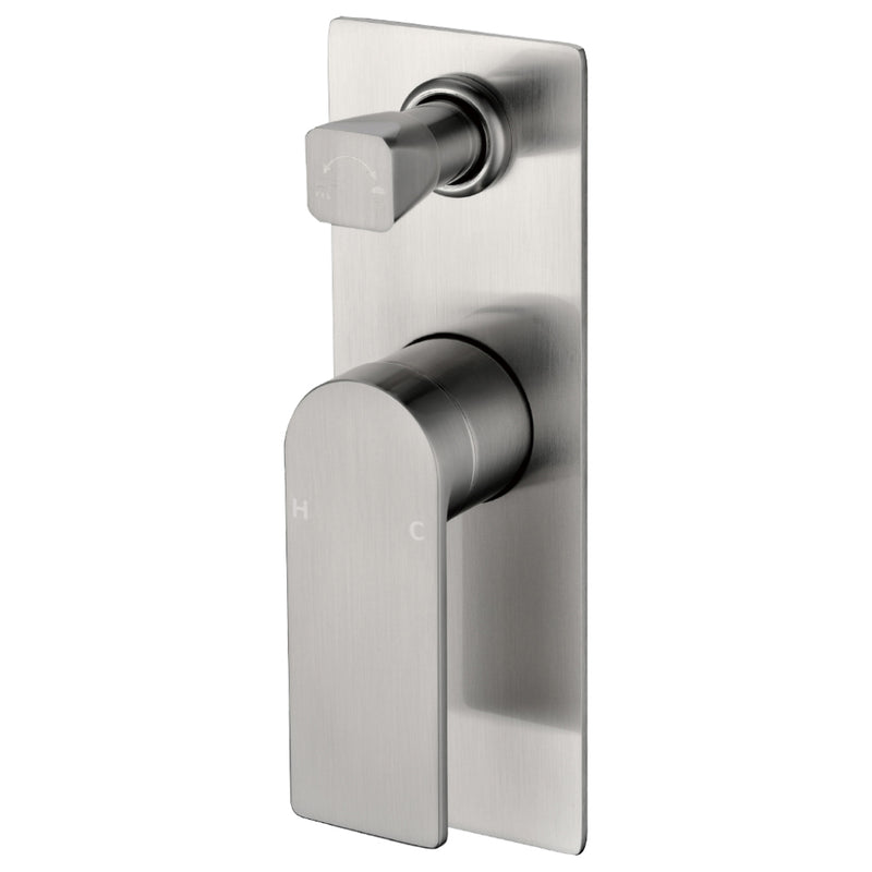 Ruki Wall Mixer with Diverter Brushed Nickel PBS3002BN - Bathroom Hub