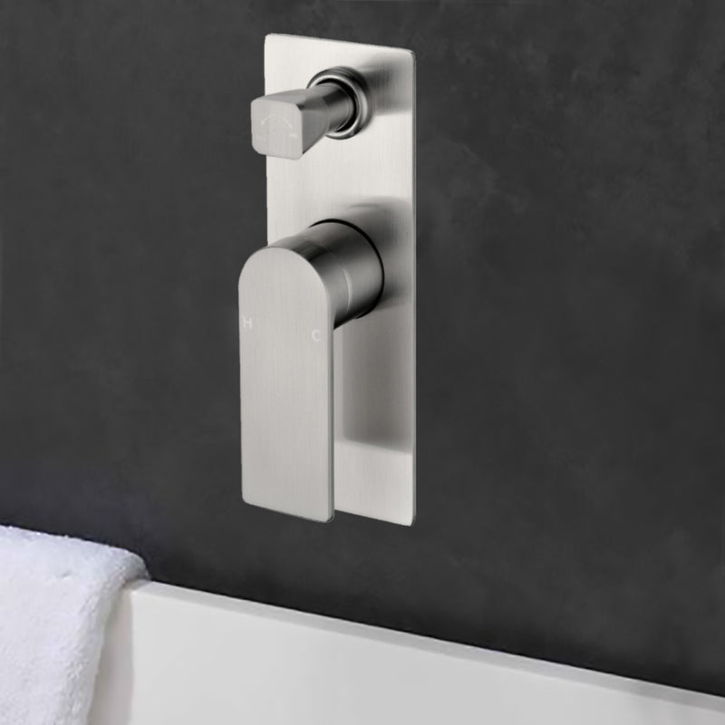 Ruki Wall Mixer with Diverter Brushed Nickel PBS3002BN - Bathroom Hub