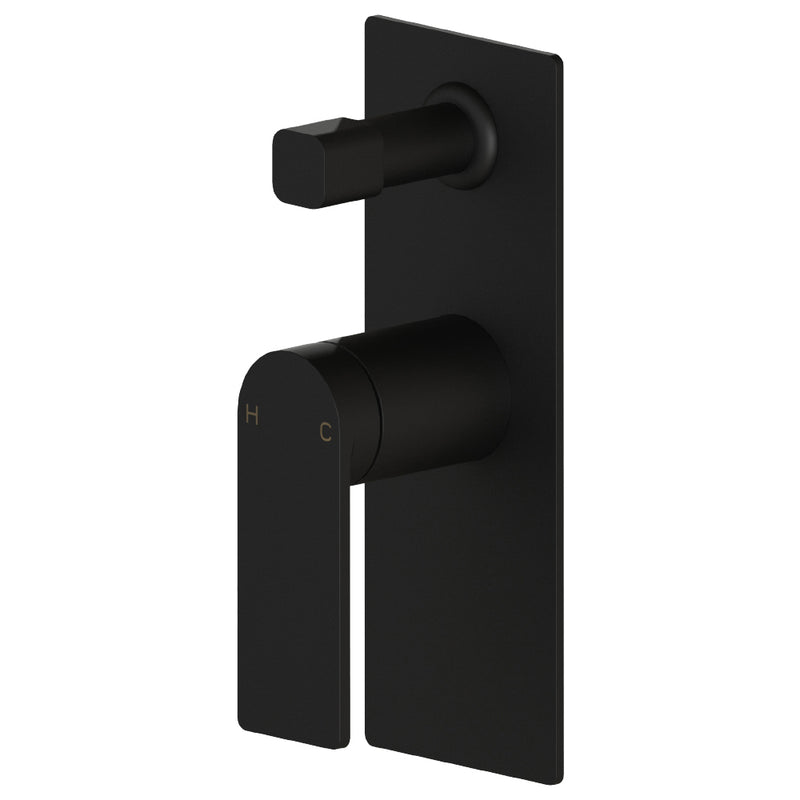 Ruki Wall Mixer with Diverter Matt Black PBS3002MB - Bathroom Hub