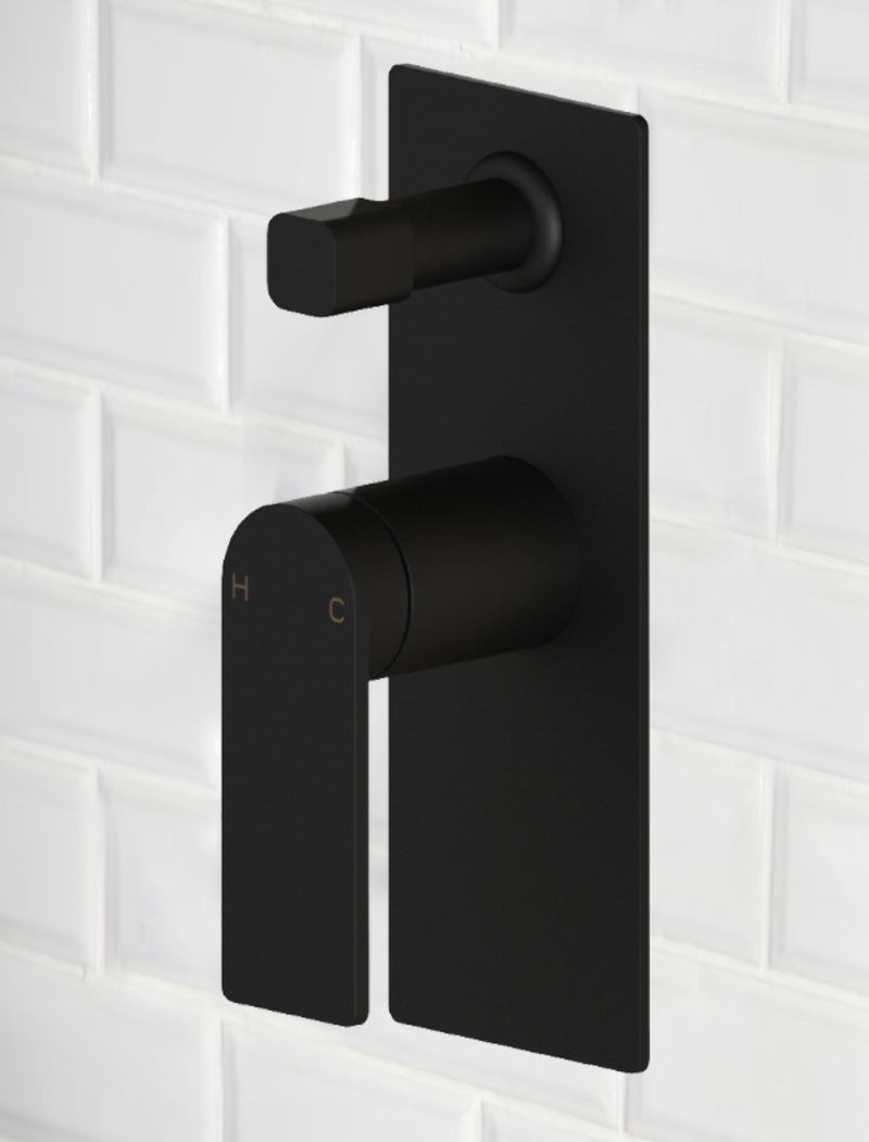 Ruki Wall Mixer with Diverter Matt Black PBS3002MB - Bathroom Hub