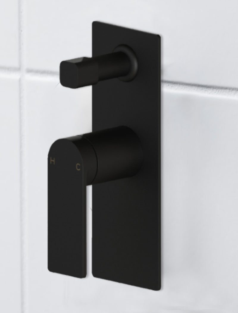 Ruki Wall Mixer with Diverter Matt Black PBS3002MB - Bathroom Hub