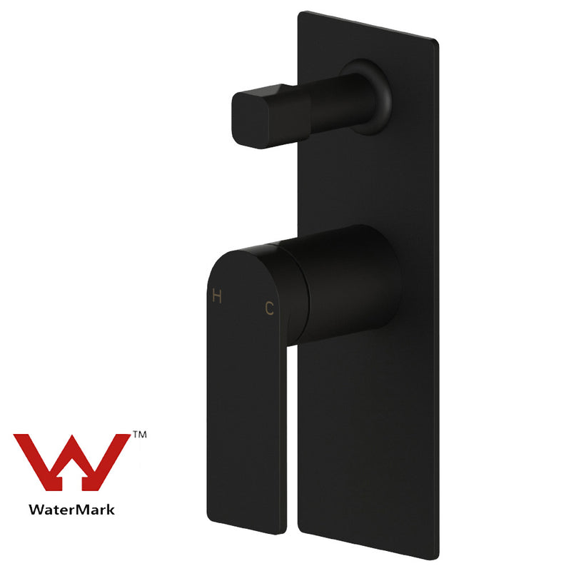 Ruki Wall Mixer with Diverter Matt Black PBS3002MB - Bathroom Hub