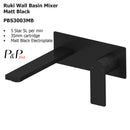 Ruki Wall Basin Mixer Matt Black PBS3003-MB - Bathroom Hub