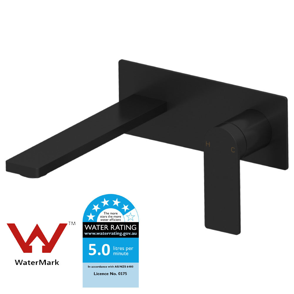 Ruki Wall Basin Mixer Matt Black PBS3003-MB - Bathroom Hub
