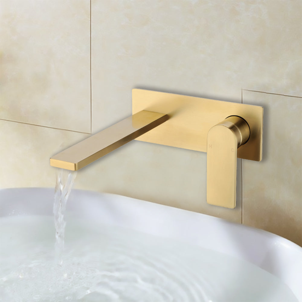Ruki Wall Basin Mixer Brushed Gold PBS3003LF-BG - Bathroom Hub