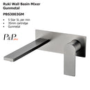 Ruki Wall Basin Mixer Gunmetal PBS3003LF-GM - Bathroom Hub