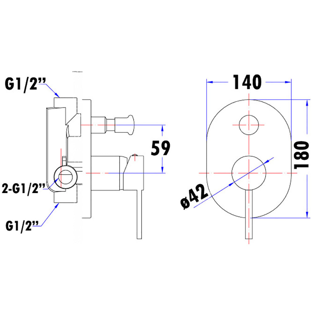 Otus Wall Mixer with Diverter PC-3002SB