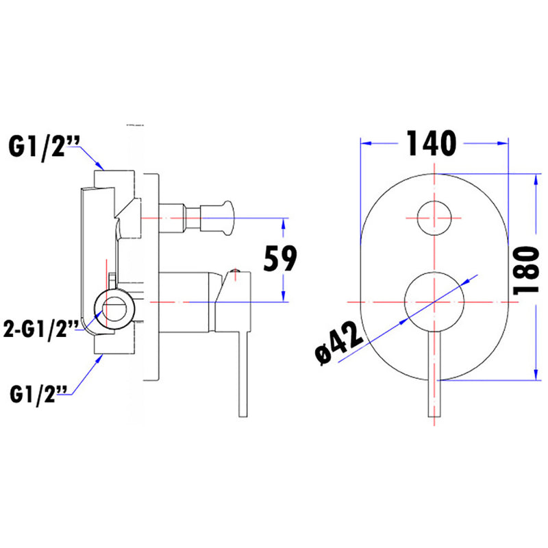 Otus Wall Mixer With Diverter PC3002SB