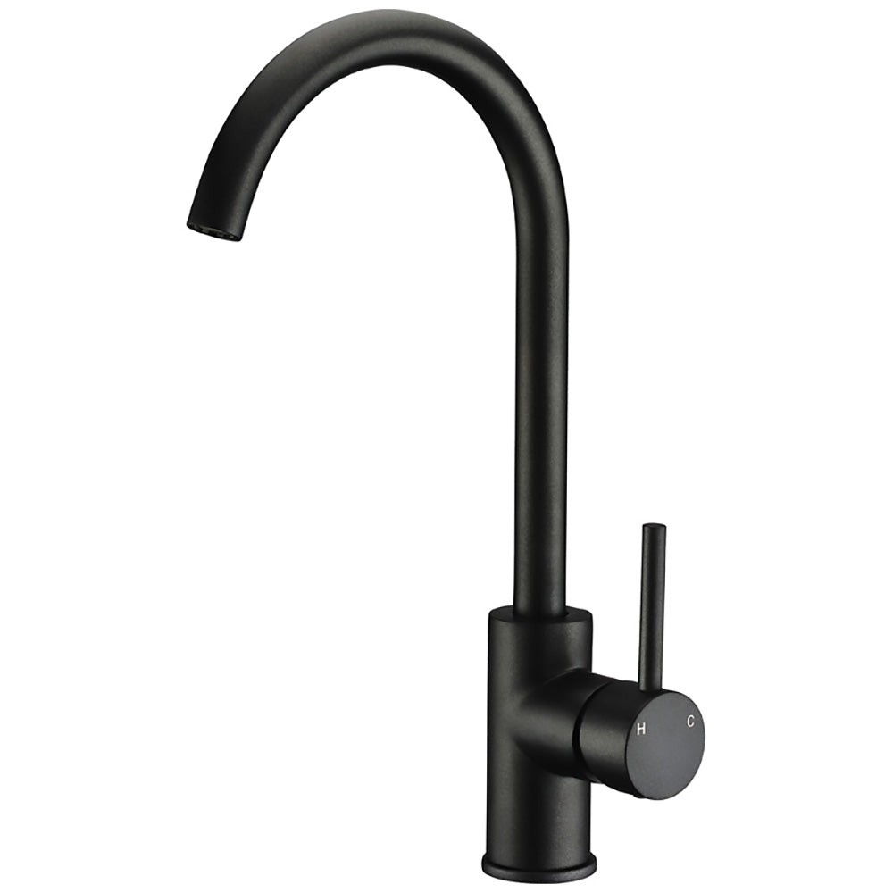 Otus Gooseneck Sink Mixer Matt Black PC1001LF-B - Bathroom Hub