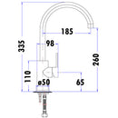 Otus Gooseneck Sink Mixer Matt Black PC1001LF-B